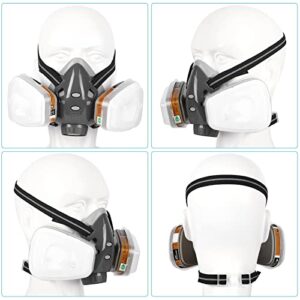 Respirator Mask, Reusable Half Face Cover Gas Mask with Organic Vapor Filters, Professional Breathing Protection Against Painting/Chemicals/Organic Vapors Perfect for Painters, Sanding and Resin Work