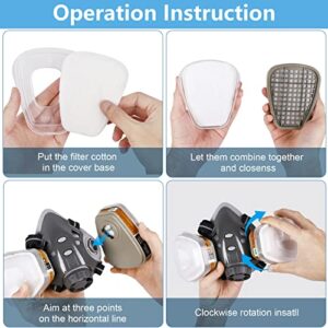 Respirator Mask, Reusable Half Face Cover Gas Mask with Organic Vapor Filters, Professional Breathing Protection Against Painting/Chemicals/Organic Vapors Perfect for Painters, Sanding and Resin Work