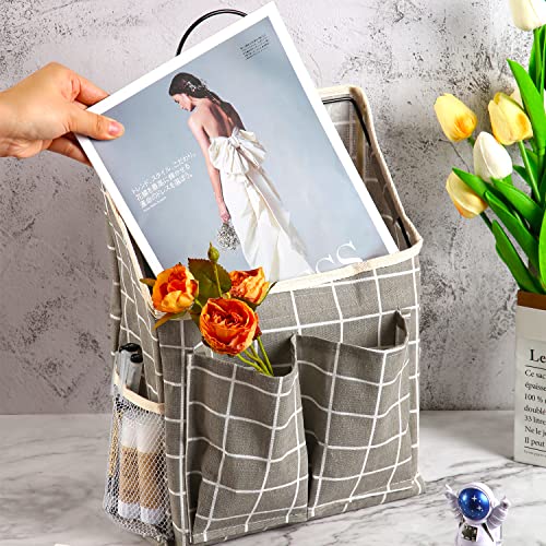 FJZZ Wall Hanging Storage Bag with Pockets, Upgrade Large Multifunctional Linen Cotton Wall Mounted Sundries Organizer for Hanging in Entryway, Dormitory,Bedroom,Bathroom-Sticky Hook Included