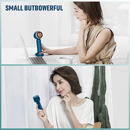 KAPOGO Portable Personal Fans, Handheld Fan, Battery Operated Mini Electric Cooling Fan, 3 Speed Adjustable Strong Wind, Hidden Blades, Lightweight Makeup Fan for Home Office Travel Outdoor (Blue)