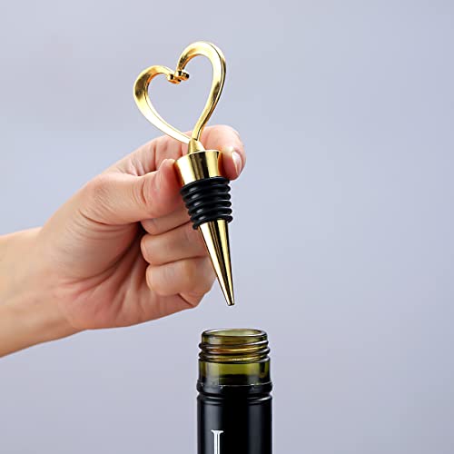 Kyraton Zinc Alloy Wine Stopper Bottle Stoppers 2 Pack, Heavy Duty Reusable Love Design Heart Shape Wine Saver Wine Stopper For Gifts for Kitchen Bar Decor Keeps Wine Fresh