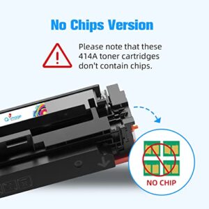 Q-image【No Chip 414A Toner Cartridge Replacement for HP 414A 414X W2020X HP Color Pro MFP M479fdw M479fdn M454dw M454dn M454 M479 Printer Toner High Yield (B/C/Y/M)