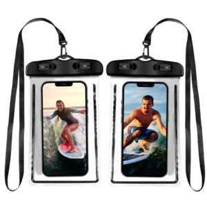 YSSOA Waterproof Cell Phone Pouch Case 2 Pack Universal Waterproof Phone Dry Bag iPhone 13 12 11 Pro Max Mini XS Max XR X 8 7 6S, Samsung Galaxy, Up to 7.0'', Black