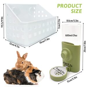 BNOSDM Rabbit Hay Feeder Rack Bunny Water Dispenser No Drip for Cage Guinea Pig Feeding Set with 600ml Hanging Water Bottle and Hay Holder for Rabbits Bunnies Small Animals Chinchillas Hedgehogs