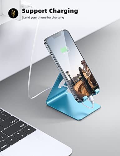 Lamicall Cell Phone Stand, Desk Phone Holder Cradle, Compatible for Phone 13 12 Mini 11 Pro Xs Max XR X 8 7 6 Plus SE, Smartphones Dock, Office Desktop Accessories - Blue