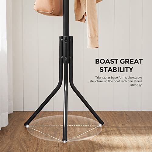 SONGMICS Coat Rack Freestanding, Metal Coat Rack Stand with 12 Hooks and 3 Legs, Coat Tree, Holds Clothes, Hats, and Bags, for Entryway, Living Room, Bedroom, Classic Black URCR018B01