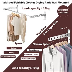 Clothes Drying Rack Folding Indoor Hanger for Laundry Washroom,Clothing Dryer Rack Outdoor,Foldable Wall Mount Collapsible Design,Wall Mounted Clothes Rack Like Retractable Hidden Saving Space Closet