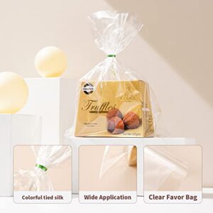 Cellophane Bags 9x12, 50Pcs Clear Bags for Gifts Cello Bags with Twist Ties Cellophane Treat Goodie Bags for Party Wedding Birthday Gift Wrapping Bakery Cookie Candies Toast Dessert