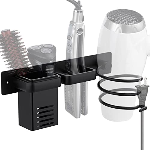 LUEXBOX Hair Dryer Holder Wall Mounted Black, Hair Care Styling Tool Organizer for Bathroom, Curling Iron Holder, Hair Blow Dryer Rack Compatible with Dyson Supersonic™ Hair Dryer