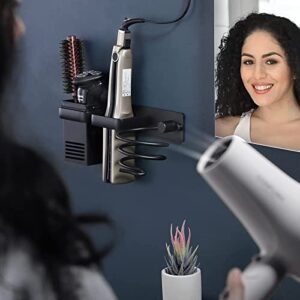 LUEXBOX Hair Dryer Holder Wall Mounted Black, Hair Care Styling Tool Organizer for Bathroom, Curling Iron Holder, Hair Blow Dryer Rack Compatible with Dyson Supersonic™ Hair Dryer