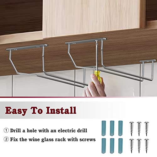 Wine Glass Rack, 【4 Pack】10.6" Stemware Rack Under Cabinet Single Rail for Bar Kitchen