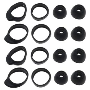 4 Pairs Silicone Anti-Slip Eartips Compatible with Samsung Galaxy Buds 2019 & 4 Pairs Earhooks Compatible with Samsung Galaxy Buds+ R175/R170 Black