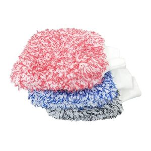 auocare car wash mitt, 3 pack premium cyclone microfiber washing gloves, 3 colors