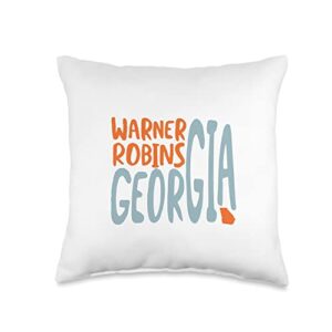 whyitsme design warner robins georgia, ga souvenir throw pillow, 16x16, multicolor