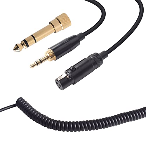 K240 Cable Coiled Audio Cord Wire Mini XLR 3Pin to 3.5mm&6.35mm Adapter Replacement for AKG Q701 K712 K702 K240S K240MKII K141 K171 K181 K271 K271S K271MKII K241 K175 K275 Headphones(Coiled Cable)