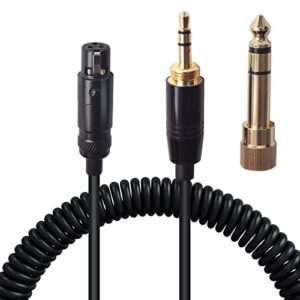 K240 Cable Coiled Audio Cord Wire Mini XLR 3Pin to 3.5mm&6.35mm Adapter Replacement for AKG Q701 K712 K702 K240S K240MKII K141 K171 K181 K271 K271S K271MKII K241 K175 K275 Headphones(Coiled Cable)