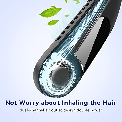 LYSHION Portable Neck Fan, Hands Free Bladeless Fan, 3 Speed Adjustment 360° Cooling Personal Fan, USB Wearable Fan（black）