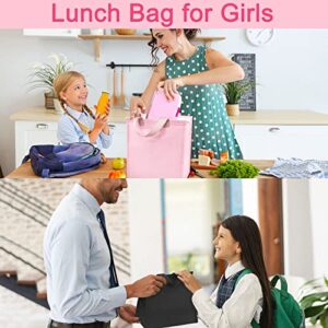 Deegotech Lunch Bag Women, 2Pack Large Insulated Lunch Box, Reusable Cooler Bags for Adult Men, Leakproof Lunch Tote Bags for Work Office Camping Picnic [Pink+Black]