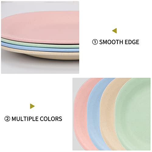 FYY Plastic Plates (7 Inch), Reusable BPA free Dinner Plate Dishwasher & Microwave Safe Unbreakable Dessert Salad Plates for Home Restaurant Cafe School Picnic, Set of 4-4 Assorted Colors