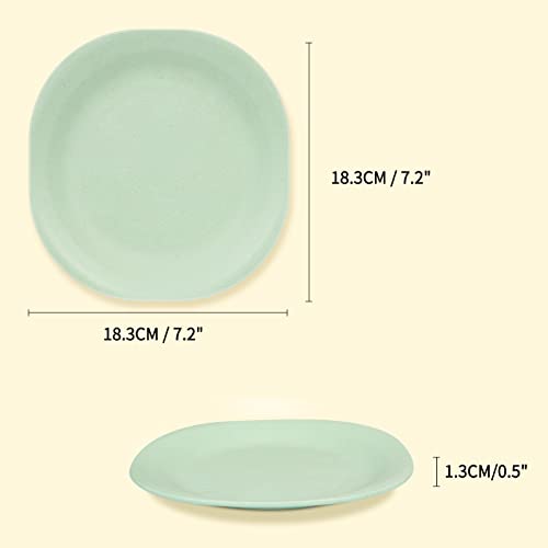 FYY Plastic Plates (7 Inch), Reusable BPA free Dinner Plate Dishwasher & Microwave Safe Unbreakable Dessert Salad Plates for Home Restaurant Cafe School Picnic, Set of 4-4 Assorted Colors