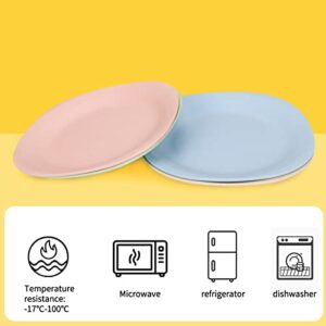 FYY Plastic Plates (7 Inch), Reusable BPA free Dinner Plate Dishwasher & Microwave Safe Unbreakable Dessert Salad Plates for Home Restaurant Cafe School Picnic, Set of 4-4 Assorted Colors