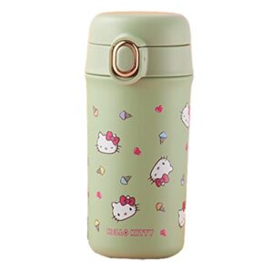 everyday delights sanrio hello kitty stainless steel insulated water bottle 350ml (green)