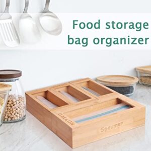 Ziplock Bag Storage Organizer for Kitchen Drawer, Premium Moso Bamboo Food Storage Bag Holders Compatible with Gallon, Quart, Sandwich and Snack Variety Size Bag, Ziploc, Solimo, Glad, Hefty (4 Piece Set) (S2)