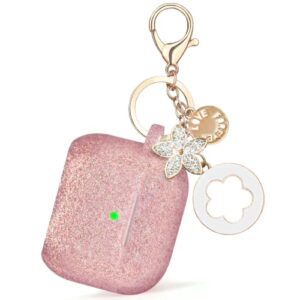 bling airpods pro case 1st gen-visoom silicone cute cover women for apple ipod pro charging case protective air pod pro case glitter earpods case with keychain rose gold
