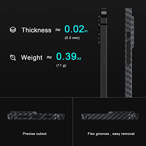 memumi 𝟮𝟬𝟮𝟮 𝐍𝐄𝐖 Real Carbon Fiber Case for iPhone 13 Pro Max, Sturdy Durable Carbon 0.5 mm Thin Cover for iPhone 13 Pro Max Aramid Fiber Skin Case with Military-Grade Drop Protection Black