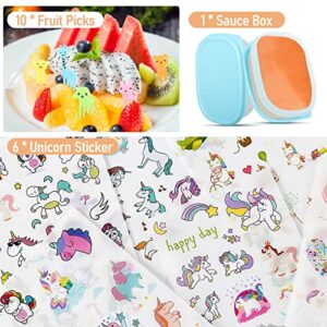 Unicorn Kids Girls Bento Box with Lunch Accessories & Bag, Lunchbox Set with Food Picks, Water Bottle & Dressing Containers, Kawaii Pink Japanese Salad Snack Bento Box for Toddler to School(Pink)