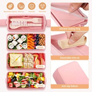 Unicorn Kids Girls Bento Box with Lunch Accessories & Bag, Lunchbox Set with Food Picks, Water Bottle & Dressing Containers, Kawaii Pink Japanese Salad Snack Bento Box for Toddler to School(Pink)