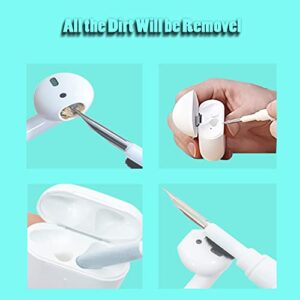 Earbuds Cleaning Pen,Multifunctional Airpods Cleaner,3-in-1 Earpods Cleaning Kit with Soft Brush Apply to Airpod, Earbud and Bluetooth Earphone Charging Case Cleaning Tools (Green)