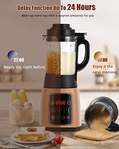 Moongiantgo Professional Cooking Blender for Kitchen Hot Cold with 8 Presets, 59Oz Glass Jar, 58000RPM High Speed Quiet for Smoothie Shake, Khaki 110V