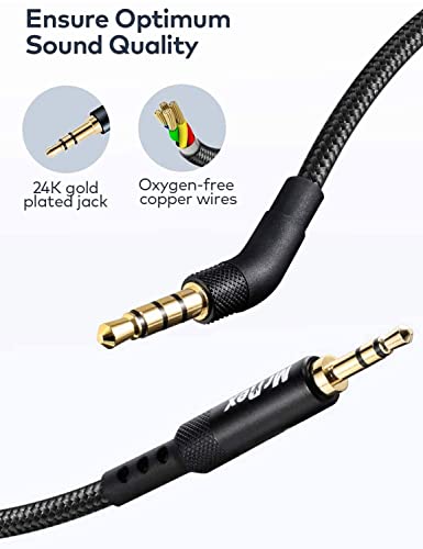 Mr Rex Replacement Cord for Bose 700 QC25 QC35II QC35 QC45 Headphones, JBL Everest 300 650BTNC E55BT Earphone, 2.5mm to 3.5mm Audio Aux Cable[2-Pack, 5ft Nylon-Braided with Mic + 5ft TPE no Mic]