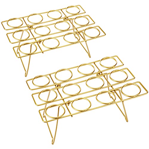 2 Pieces Steel Cupcake Baking Racks Ice Cream Display Racks Cupcake Cone Stands Ice Cream Cone Cupcakes Holders for Home Kitchen Baking Cooking Cupcake Ice Cream Tools Supplies (Gold)