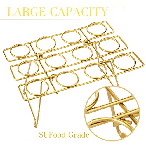 2 Pieces Steel Cupcake Baking Racks Ice Cream Display Racks Cupcake Cone Stands Ice Cream Cone Cupcakes Holders for Home Kitchen Baking Cooking Cupcake Ice Cream Tools Supplies (Gold)