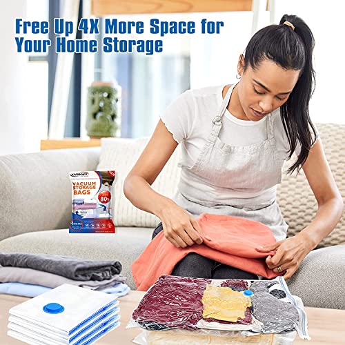 Vacuum Storage Bags 4 Pack (XXL), 40"x51" Compression Storage Bags with Double-Zip Seal and Triple Seal Valve, 80% More Space Saver Bags for Clothes, Blankets, Pillows-Warranty 2 Years