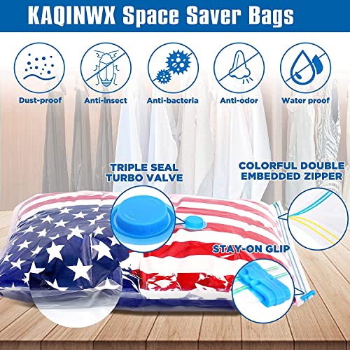 Vacuum Storage Bags 4 Pack (XXL), 40"x51" Compression Storage Bags with Double-Zip Seal and Triple Seal Valve, 80% More Space Saver Bags for Clothes, Blankets, Pillows-Warranty 2 Years