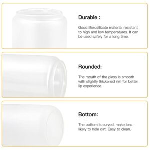 AGH 6Pack 16OZ Sublimation Glass Blanks with Bamboo Lid, Frosted Sublimation Cups Beer Can Glass, Borosilicate Glasses Tumbler Mason Jar Cups Mug with Plastic Straw for Iced Coffee, Juice, Drinks