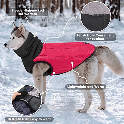 cyeollo Dog Coat Puffer Jacket for Cold Weather Windproof Warm Puffer Jackets with Fleece High Collar Winter Pet Vest for Small Dogs Clothes Boy Apparel, Burgundy Small