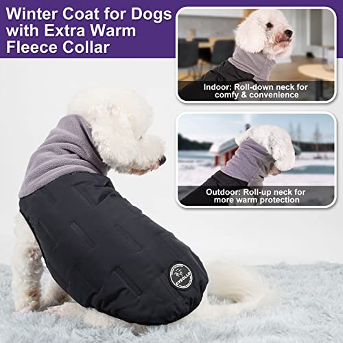 cyeollo Dog Winter Coat Puffer Jacket Vest Windproof Warm Dog Coats Jackets with Fleece High Collar for Cold Weather Pet Vest Clothes for Small Dogs Pets Apparel, Black Large