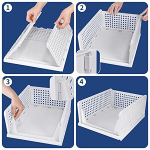 mupera Stackable Closet Storage Bins - Collapsible Shelf Baskets Clothes Storage Bins(2023 New), Foldable Storage Box Plastic Folding Drawer for Home Office Multiple Uses (L3S1)