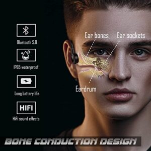 ESSONIO Bone Conduction Headphones Bluetooth earpiece Open Ear Headset with mic IPX5 Waterproof Headphones for Protect Hearing Design