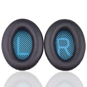 aquelo soundtrue replacement ear cushions soft protein leather ear pads compatible with bose quietcomfort25 qc35 qc35ii qc25 qc15 ae2 ae2i ae2w over-ear headphones(black&blue)