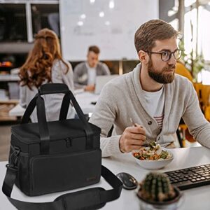 Gloppie Lunch Box Insulated Lunch Bag for Men Lunchbox for Work Lunch Cooler Bag Thermal LunchBag Reusable Lunch Bags Lunch Pail, Black