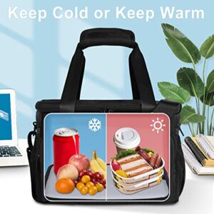 Gloppie Lunch Box Insulated Lunch Bag for Men Lunchbox for Work Lunch Cooler Bag Thermal LunchBag Reusable Lunch Bags Lunch Pail, Black