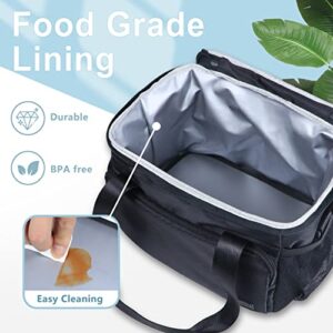 Gloppie Lunch Box Insulated Lunch Bag for Men Lunchbox for Work Lunch Cooler Bag Thermal LunchBag Reusable Lunch Bags Lunch Pail, Black