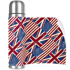 stainless steel leather vacuum insulated mug flags of the united kingdom thermos water bottle for hot and cold drinks kids adults 16 oz