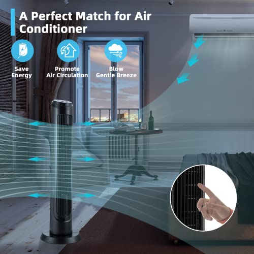 Tangkula 40 Inch Tower Fan with Remote, Oscillating Standing Fan with 3 Wind Modes, 4 Wind Speeds, Smart Control Panel, 15H Timer, Portable Quiet Floor Bladeless Fan for Living Room, Bedroom, Office