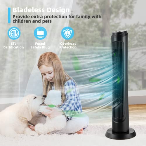 Tangkula 40 Inch Tower Fan with Remote, Oscillating Standing Fan with 3 Wind Modes, 4 Wind Speeds, Smart Control Panel, 15H Timer, Portable Quiet Floor Bladeless Fan for Living Room, Bedroom, Office